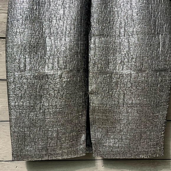 NWT Susan Monaco Silver Chrome Metallic Bodycon Pencil Midi Dress Sz 6 - Picture 12 of 14